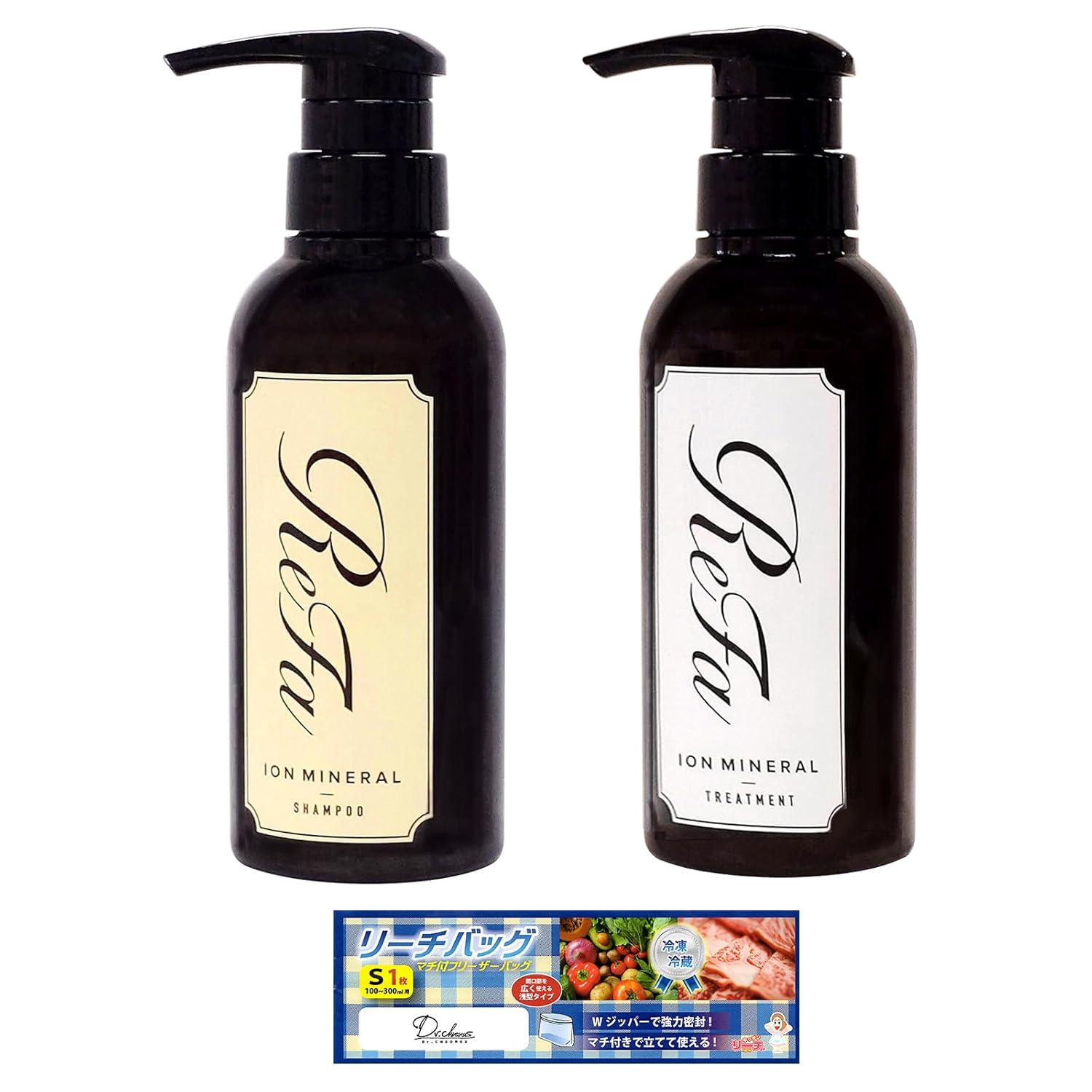 ReFa Ion Care Mineral Shampoo 300ml Treatment 290g Set Doctor Chronos Dr.chronus Gusset Freezer Bag Included