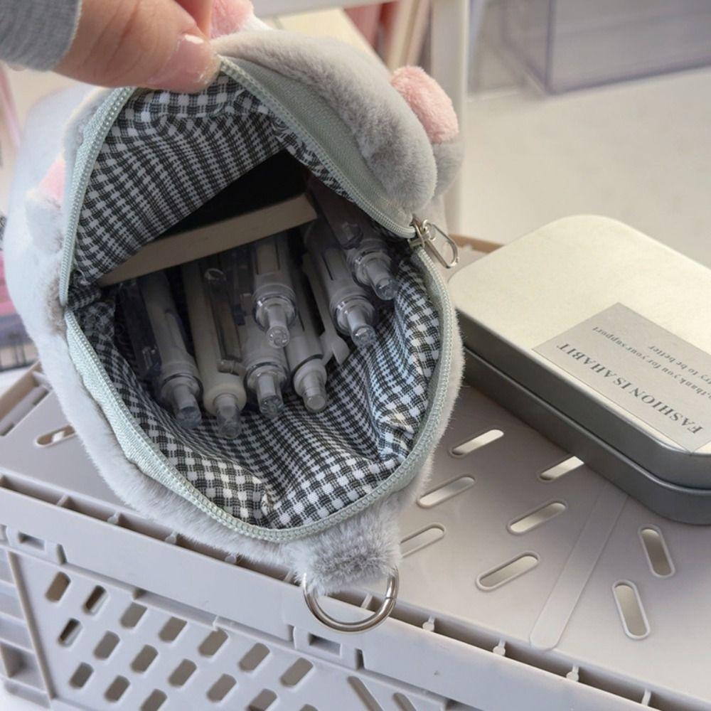 Plush Stationery Storage Bag 3D Stationery Case Portable Mole Pencil Case Middle School Student