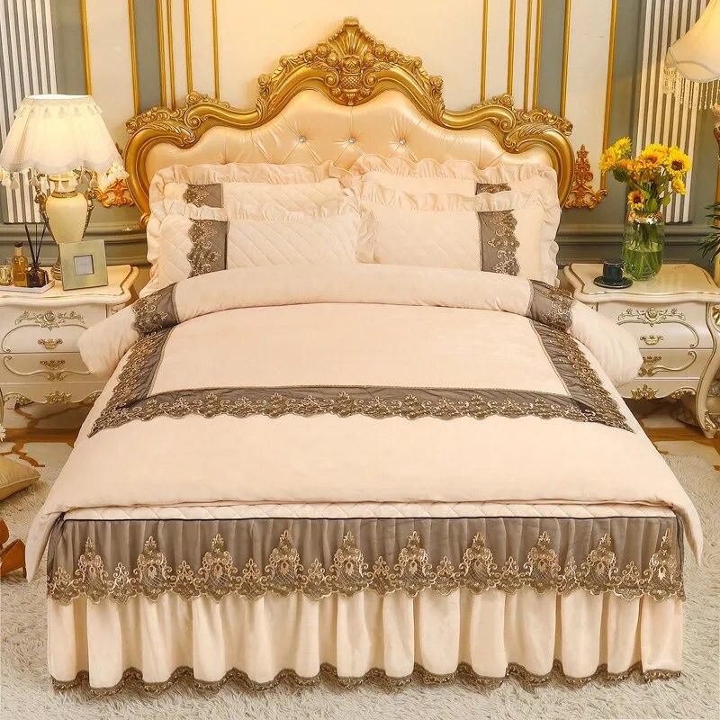

Европейский винтажный бархатный комплект постельного белья, пододеяльник, двойной роскошный кружевной вышивкой, королевский размер, стеганое покрывало, мягкое 1.5x2m-59x79inch bed
