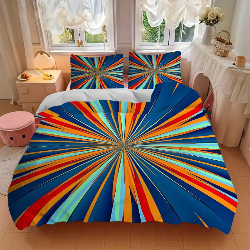 Juego de Fundas de Colcha de Colores Radiantes de 3 Piezas - 1 Funda de Edredón + 2 Fundas de Almohada, Decoración de Dormitorio para Todas las Estaciones, Perfecto para el Hogar038