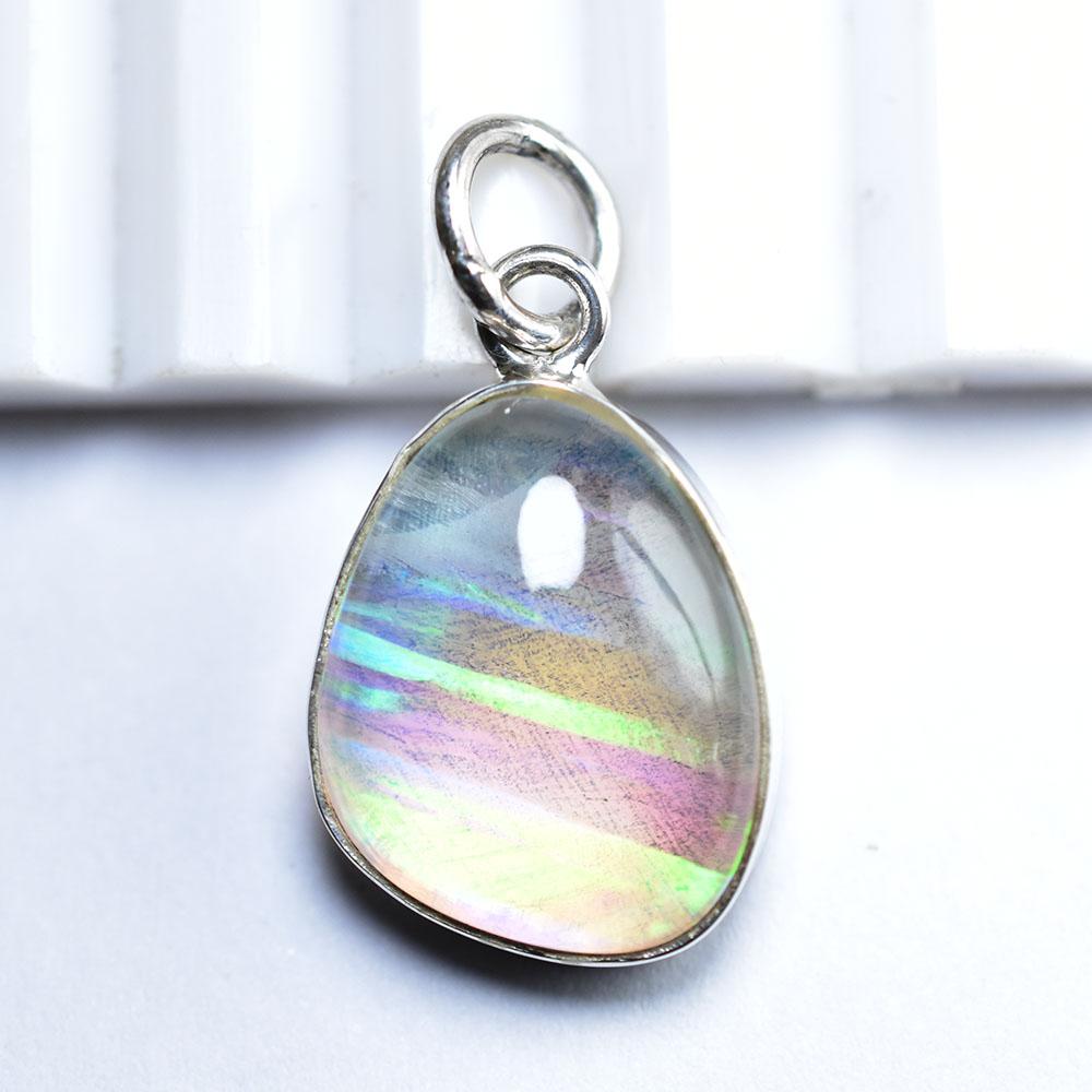 19.8 Ct Natural Multicolor Fire Opal 925 Sterling Silver Pendant