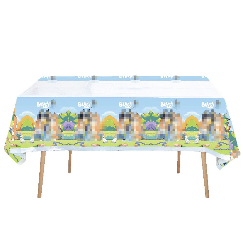 Bluey Birthday Party Tableware Set: Disposable Plates, Cups, Flags, Cake Toppers