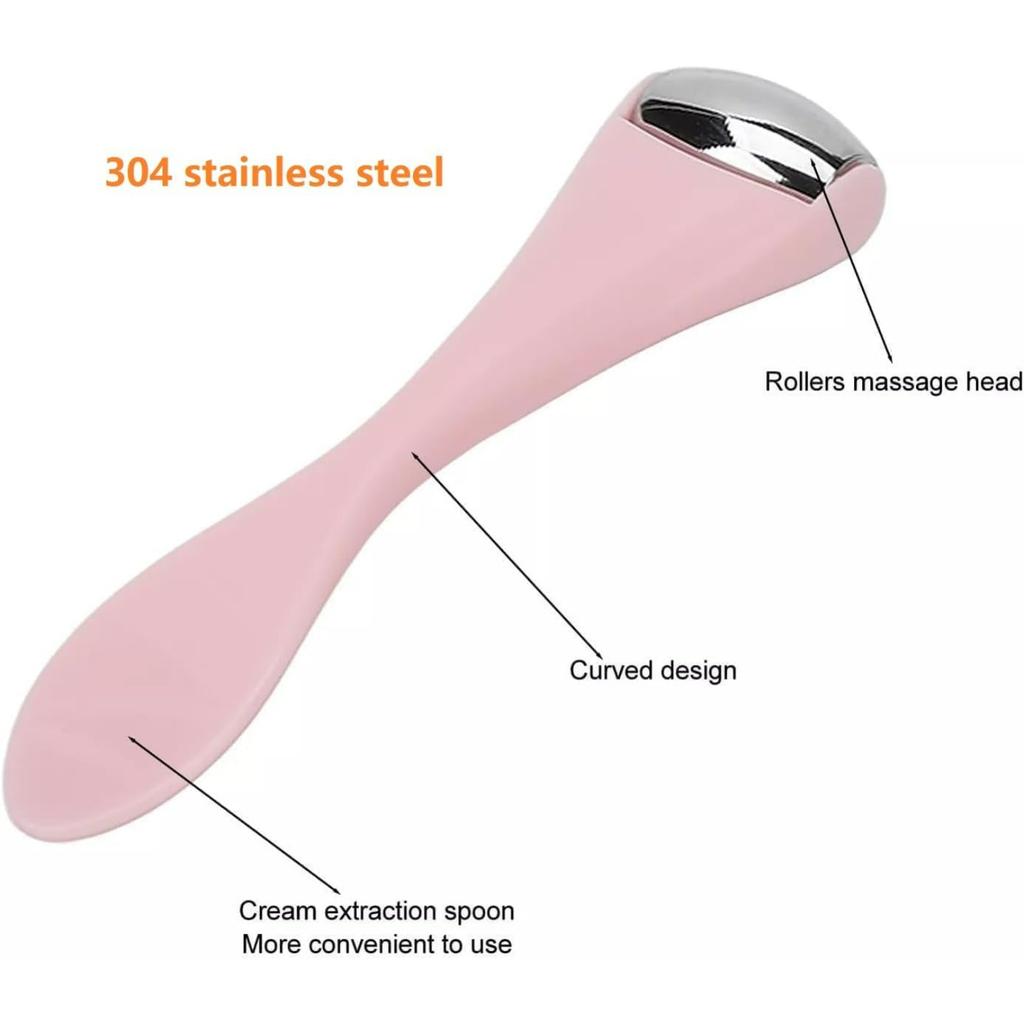 Mini Eye Face Rollers Massager 304 Stainless Steel Ice Silicone Roller for Relief Pain Skincare Facial Women Girl Gift