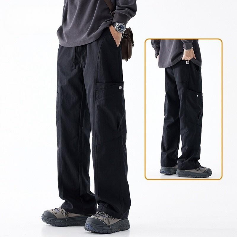 

Инструментальные повседневные брюки мужские летние новые свободные прямые уличные спортивные брюки-карго мужские длинные брюки M чёрный
