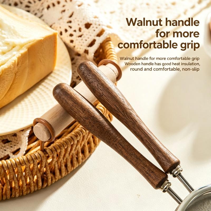Fine Filter Strainer 304 Stainless Steel Wooden Handle Complementary Food Soybean Milk Filter Residue Spoon