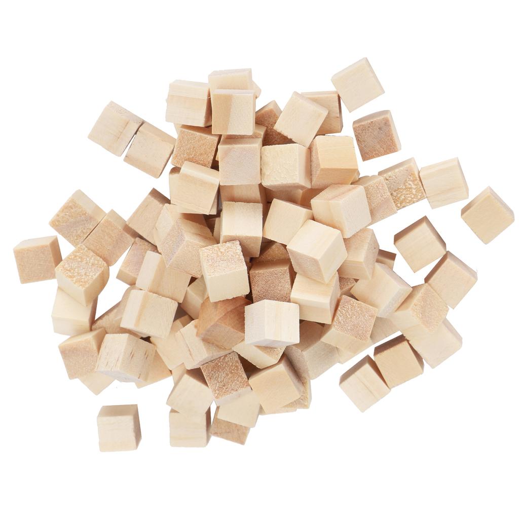 100Pcs Wooden Cubes Pine Square Blank Blocks for DIY Craft Early Childhood Puzzle Toy 10mm