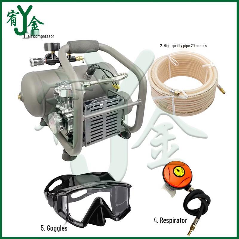 Portable Scuba Diving and Fishing Respirator Kit with 12V Air Compressor