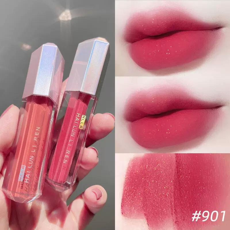 Lip Lacquer Velvet Matte Finish White and Non-Fading No Stain on Cup Waterproof Lipstick Student Party Plain Caramel Chestnut Color