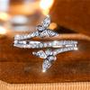 Luxury Female Small White Zircon Stone Butterfly Engagement Ring Trendy Silver Color Bride Wedding  Gift For Women