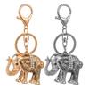 Keychain Pendant 3D Cartoon Elephant Design Sparkling Rhinestones Inlaid Key Chain with Lobster Clasp Key Ring Bags Accessories