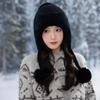 New Fleece Warm Knitted Hat Autumn and Winter Thickened Pullover Ear Protector Wool Fleece Hat Women's Hairball Hat