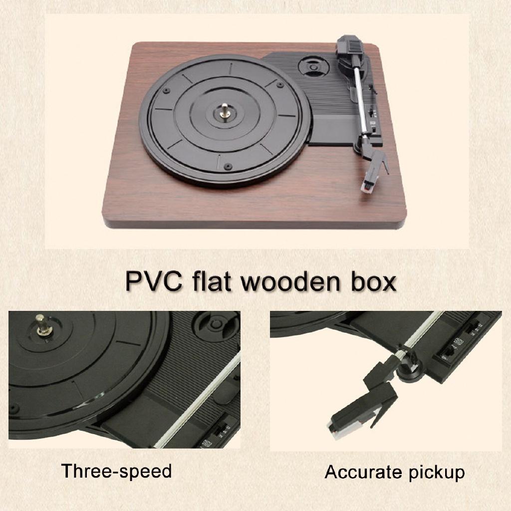 DC 5V 33, 45, 78 RPM Record Player Antique Gramophone Turntable Disc Vinyl Audio RCA R/L Output Out Wood Color USB 320*275*100MM 3.5mm