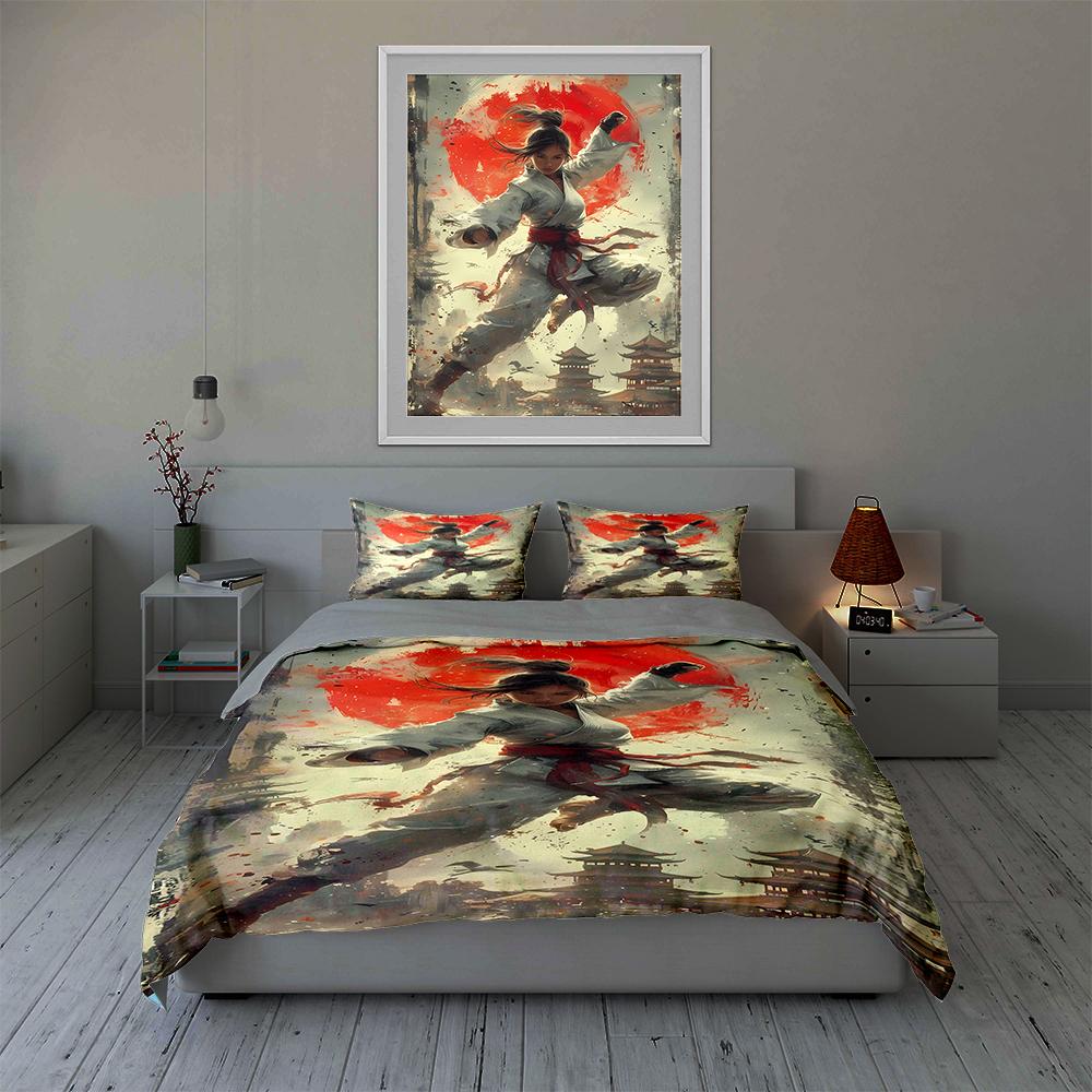 Martial Arts Scene. Bedding Duvet Cover Sets Duvet Covers Pillowcases Gifts (1 * Duvet Cover 2 * Pillowcases, Without Duvet Insert)