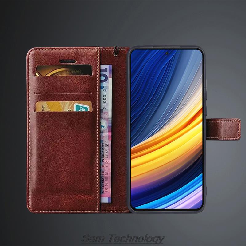 Card Holder Cover Case for Xiaomi POCO X3 Pro / X3 NFC / X3 Pu Leather Flip Cover Retro Wallet Phone Case Business Fundas Coque