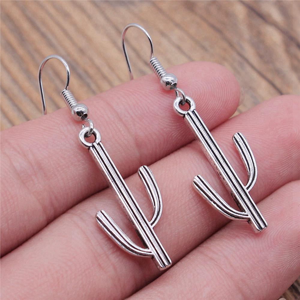 Drop & Dangle Earring Plant Four-Leaf Clover Cactus Vintage Jewelry SuppliesEarring Size 18x19mm QE021