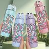 1PC Big Sister Promoted 2026 Text 750ml Color Plastic Sports Water Bottle Leakproof Flip Straw Lid Suitable for Sports Office Home Use
