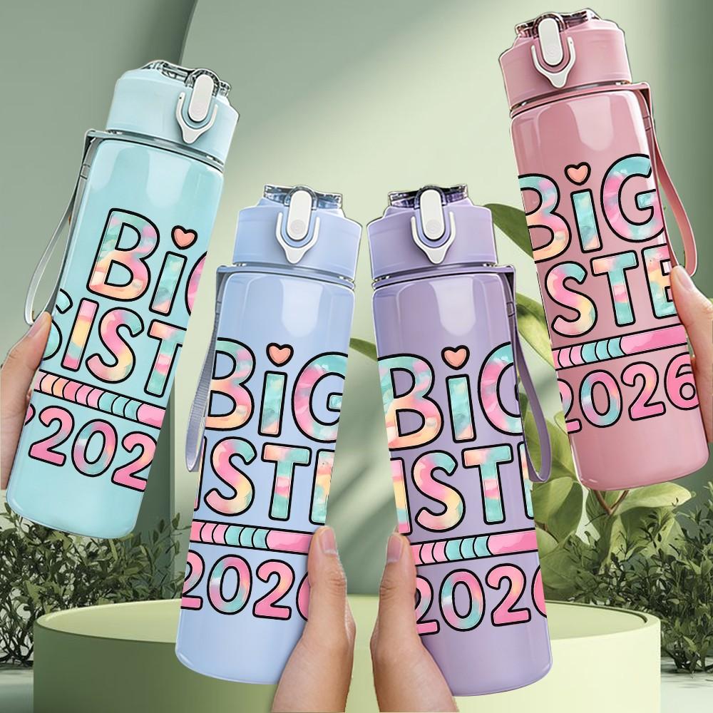 1PC Big Sister Promoted 2026 Text 750ml Color Plastic Sports Water Bottle Leakproof Flip Straw Lid Suitable for Sports Office Home Use