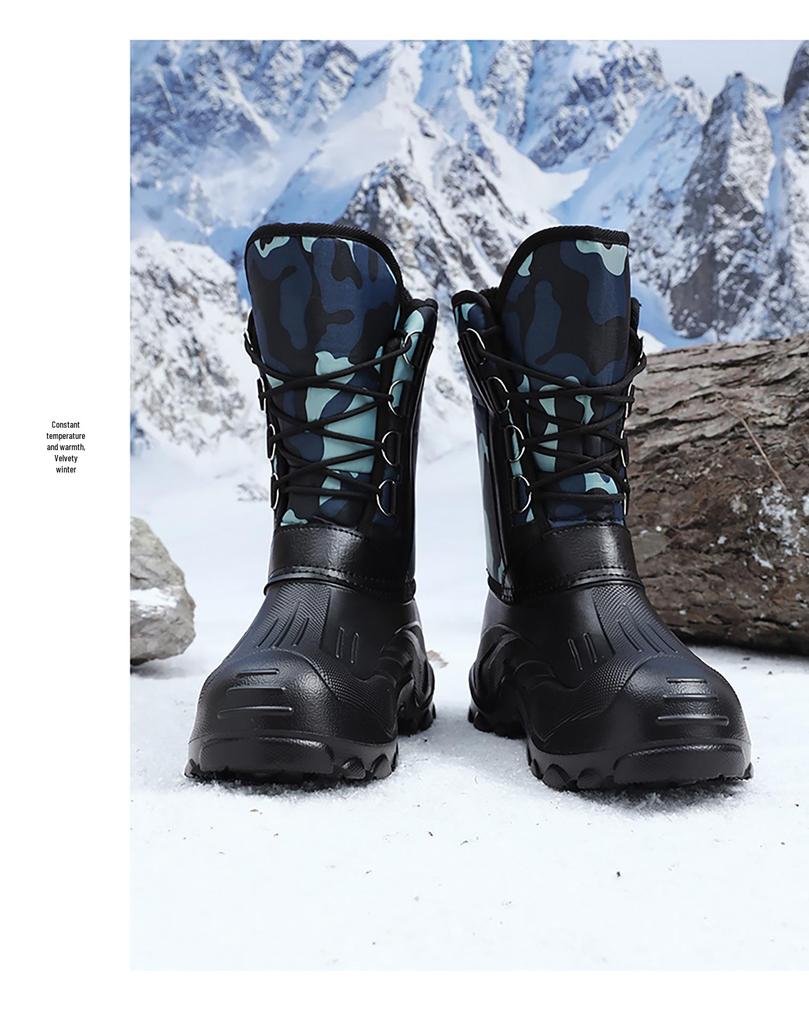Pánské nadměrné voděodolné protiskluzové teplé sněhule s velurem a silnou bavlnou pro pohodlí v chladném počasí