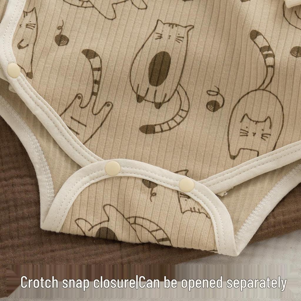 Four Seasons Newborn Baby Romper with Belly Protection: Spring-Autumn Long Sleeve Bodysuit