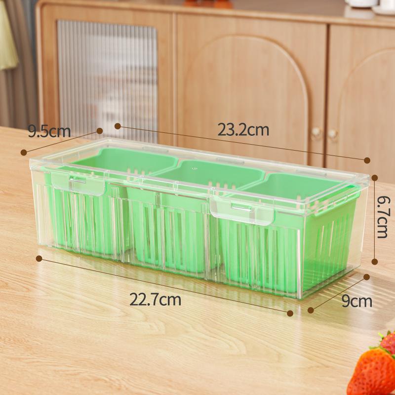 Refrigerator Food Drain Fresh-Keeping Box Fresh Vegetable Fruit Drain Storage Box Fruit Vegetable Drain Basket Kitchen Organizer