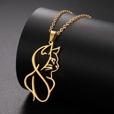 My Shape Cute Cat Pendant Necklace Women Gifts Stainless Steel Animals Charms Necklaces Choker Chain Fashion Jewelry Wholesale