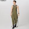 INCERUN Men Strap Solid Color Baggy Dungarees Overalls Drop-crotch Jumpsuits