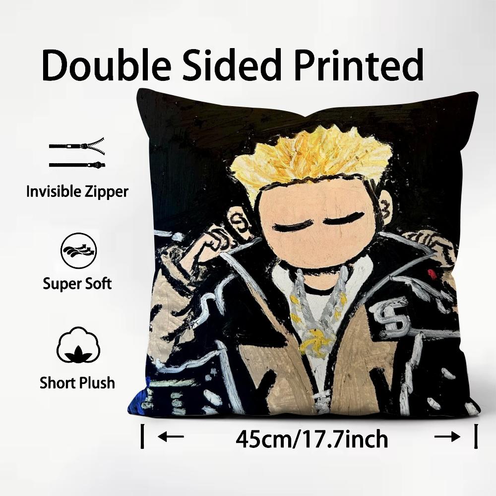 Famous Rapper AAsen Cool Cushion Cover Plush Fabric Soft DoubleSided Printed Sofa Warm Winter Home Child Gift Pillow Case