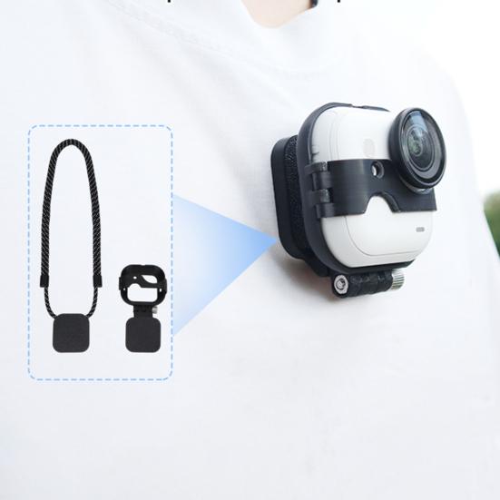 Magnetic Action Camera Chest Mount for Insta360 GO Ultra Hands-free Sports Camera POV Necklace Holder with Neck Strap Lanyard Camera Accessory