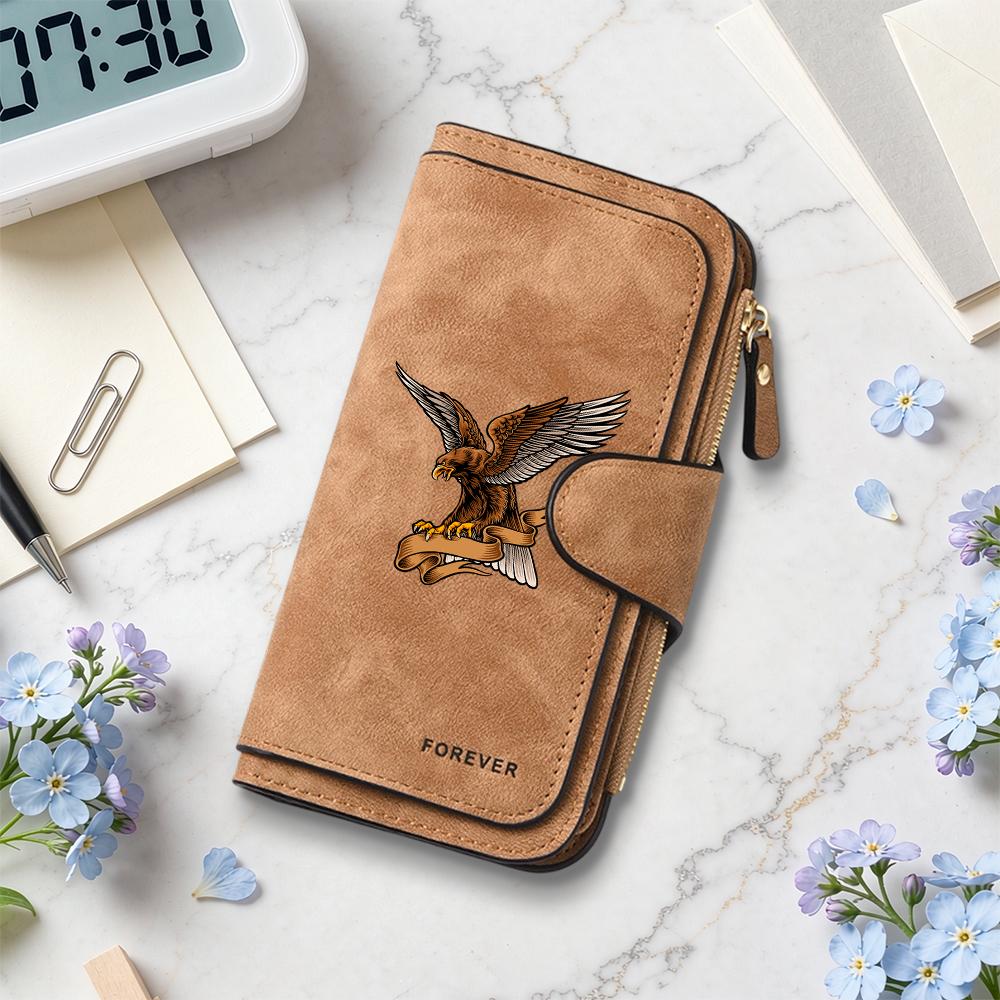Eagle Printed Long Wallet for Men Women Large Capacity Multi Card Slots Purse Forever Stylish Soft PU Leather Wallet