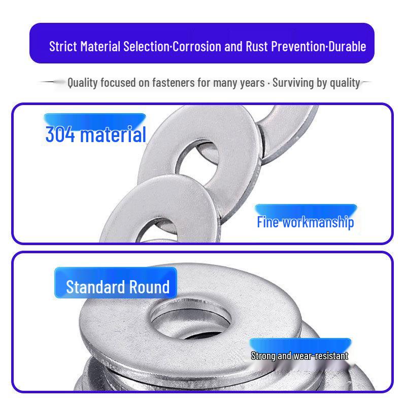 

304 Stainless Steel GB96 Enlarged Round Flat Washer, Sizes M3-M30 M3 x 9 x 0.8