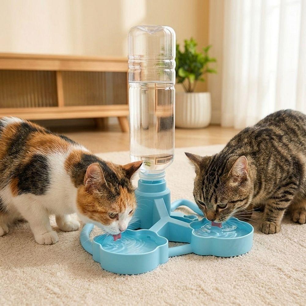 Dual Bowl Cat Automatic Water Dispenser Large Capacity Pet Drinking Station Indoor Use
