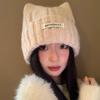 Süße Katzenohren (Gedämpftes Brot in Katzenohrform), Gestrickte Wollmütze, Damen, Winter, Koreanische Version, Kleines Gesicht, Kaltmütze, Verdickte Wärme