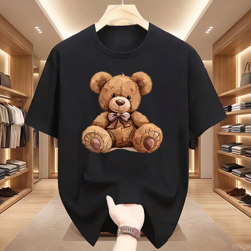 Print Cute Teddy Bear Drinking Beer Poster Man T-shirt Summer Short Sleeved T-shirt Cool Casual High Quality Top