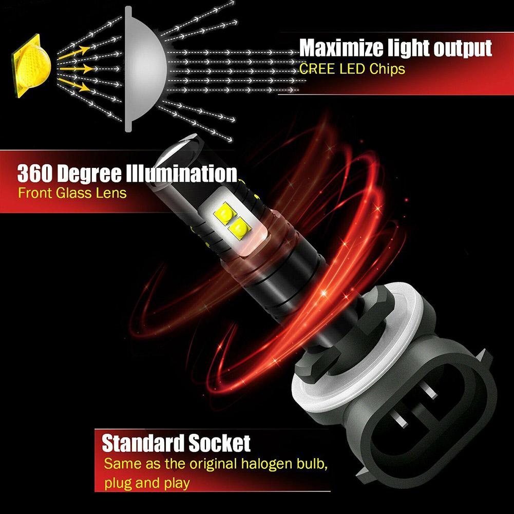 1 Pair Car Led Fog Light Driving Bulbs 881 50w 10 Lights Led Anti-fog Lamp Headlight 360 Degree Lighting Angle
