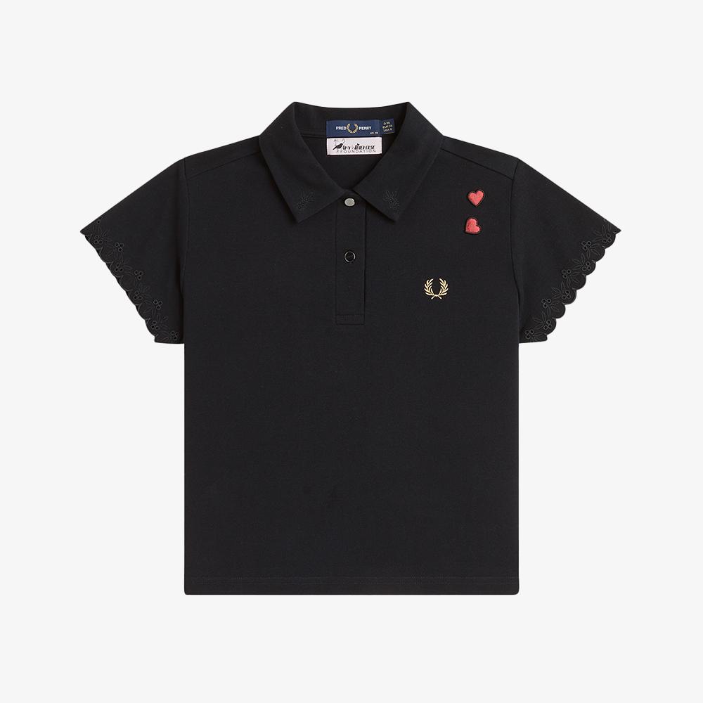 FRED PERRY [Amy Winehouse] Embroidered Detail Polo Shirt - Black/White Afpf2612137-102
