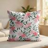 Pink Floral Pattern Cushion Cover Silky Short Plush Invisible Zipper Dustproof Sofa Pillow Case For Home Decor
