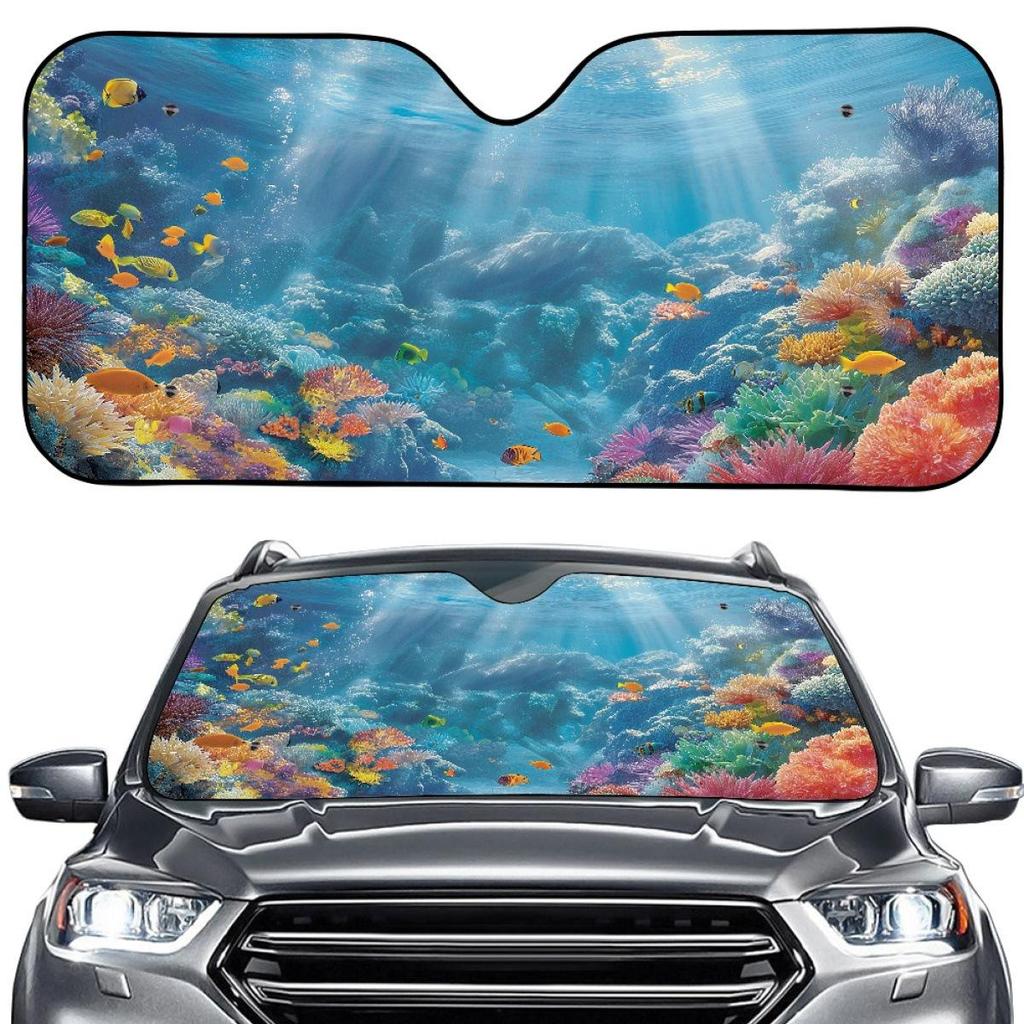 Portable Dolphin Car Windshield Sunshade, No Installation Needed, Summer Automobile UV Protection. Order Individually.