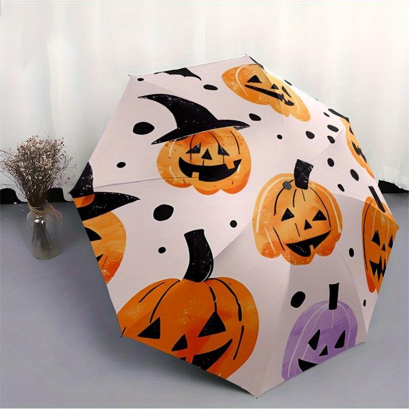 1pc Pumpkin Halloween Automatic Open/Close Umbrella with One Touch Button,, Windproof Design Lightweight Portable Umbrella for Women & Men6147