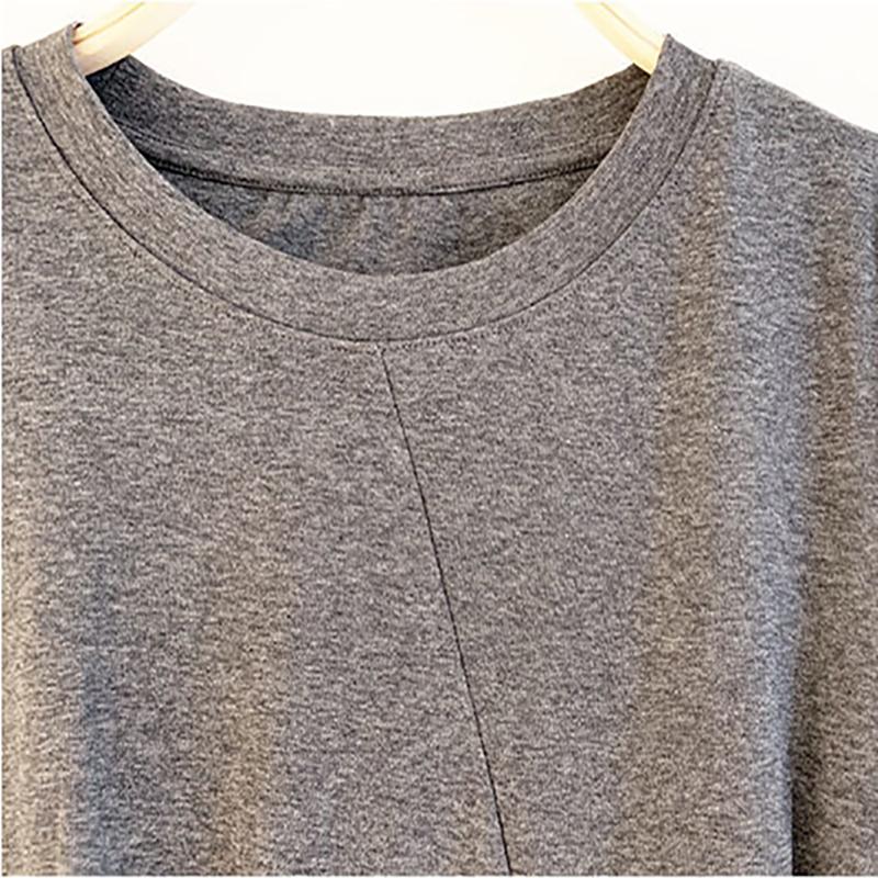 Spring and Summer Women's Cotton Irregular Split Short-sleeved T-shirt Women's Plus Size Top