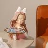Cute Girl Storage Decor with Pallet Resin Sculpture Decor Entrance Crafts Candy Sundries Household Supplies for Home Living Room