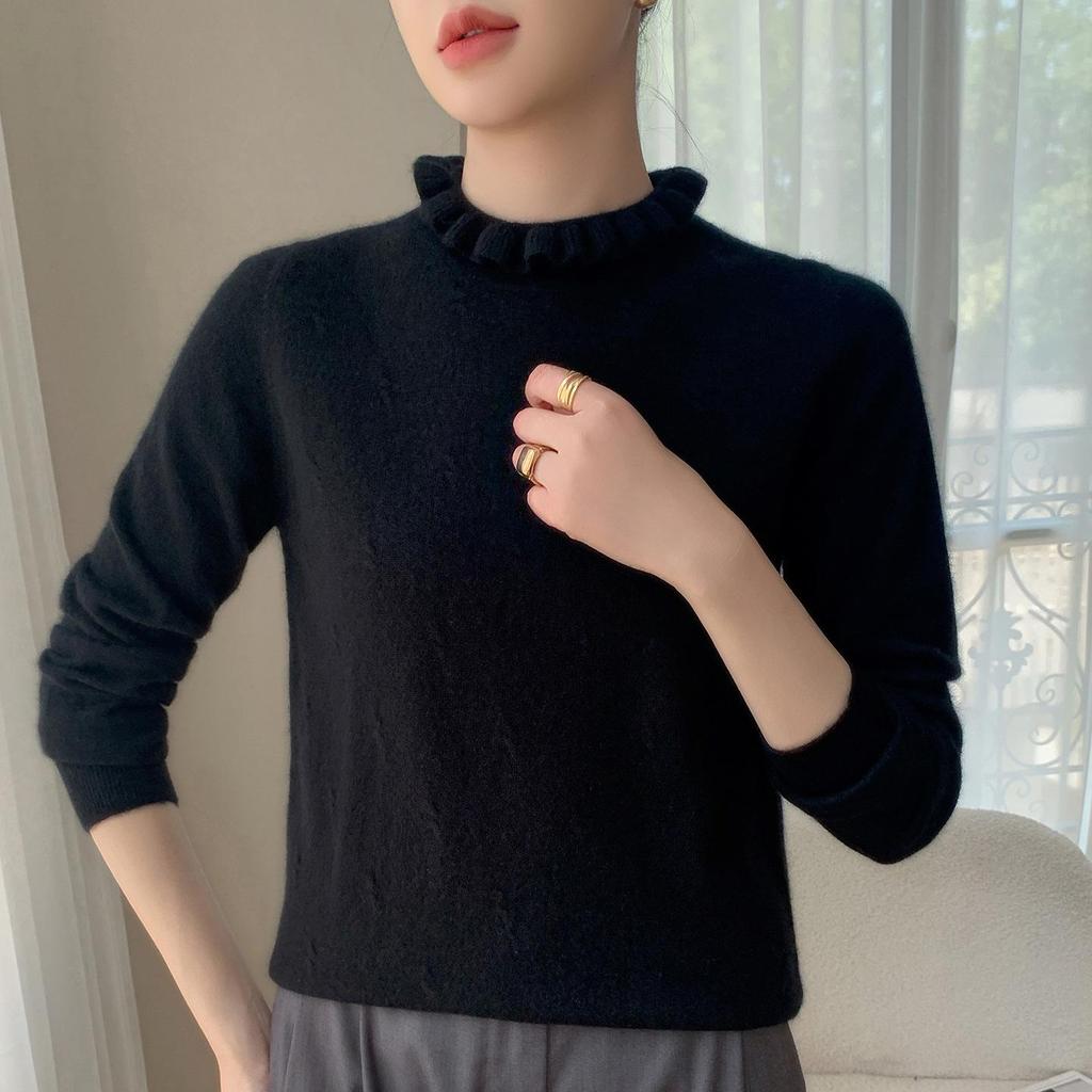 Soft Wood Ear Lace Cashmere Slim Fit Women's Sweater - Autumn/Winter 2025 Collection
