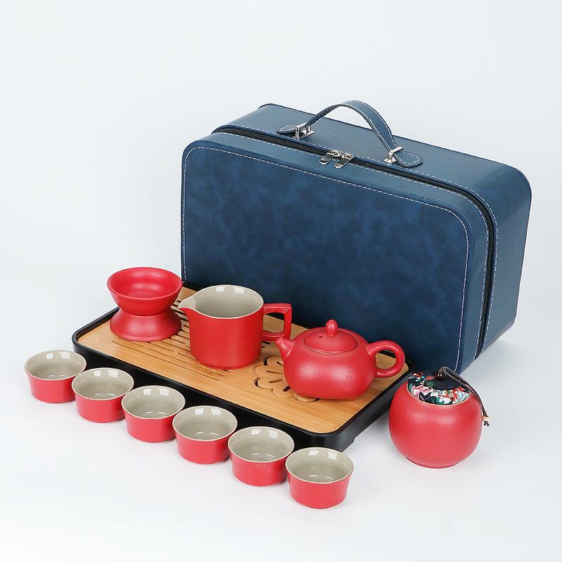Travel Kung Fu Tea Set Small Set Household Japanese Tea Pot Ceramic Outdoor Tea Cup Festive Gift Engraving