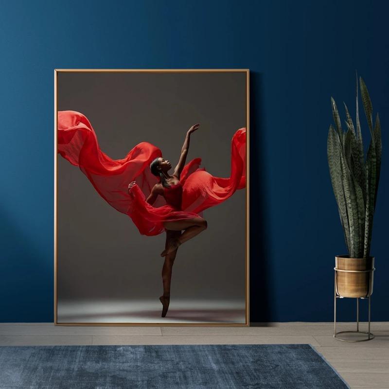 Modern African American Woman Dancer Canvas Painting, Black Ballerina Art Print, Canvas Wall Art Canvas Design, Home Decor