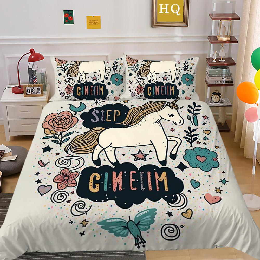 

Единорог 3D печать женщина пододеяльник комплект постельного белья из микрофибры двойной размер дизайн домашний комплект постельного белья EU Single 135x200cm