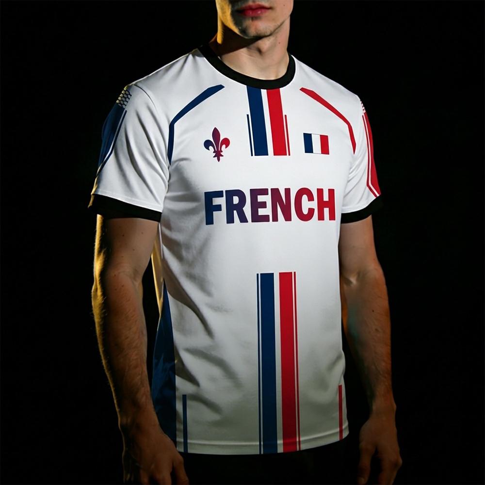 French Flag Printed Football T-shirt Breathable Sports Jersey Street Tops Unisex Casual Graphic Tee