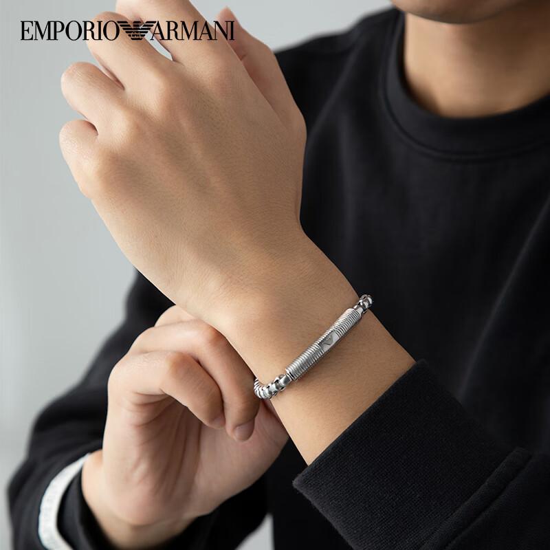 Armani Silver Cuban Chain Fashion Inlaid Eagle Logo Spring Pendant Bracelet Men Bracelet EGS2940040