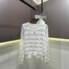 Autumn Arrival: Trendy European-Style Frayed Edge Patchwork Striped White Knit Sweater with Round Neck and Long Sleeves