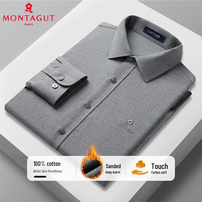 MONTAGUT Men s Brushed 100% Cotton Long-Sleeve Shirt 41