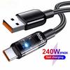 USB C Quick Charging Cable 240W Nylon Braided Transparent Type C High-speed Charger Wire for Samsung Huawei Mi Data Line