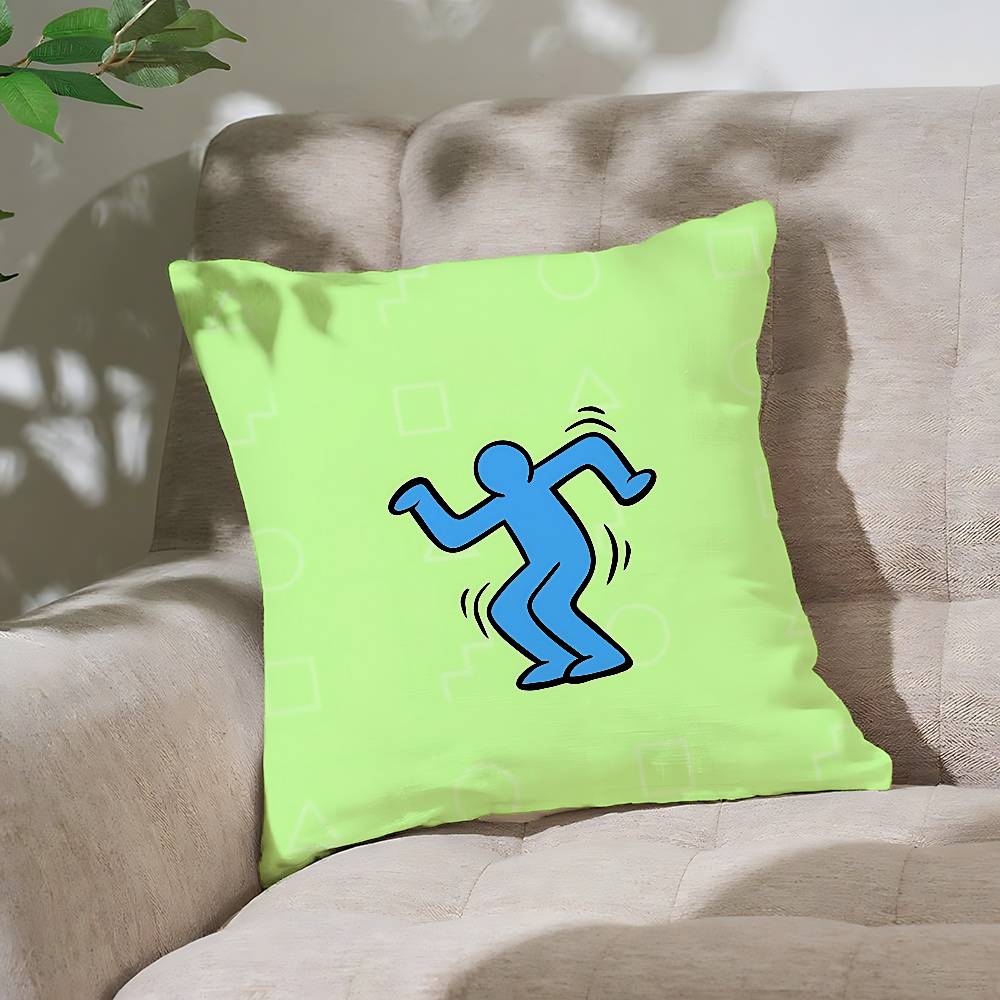 

Art K-Keith-H-Haring Pillow Case Cushion Cover Soft Cute Throw Pillow Case For Car Sofa Pillowcase Polyester With Zipper 16x16Inch